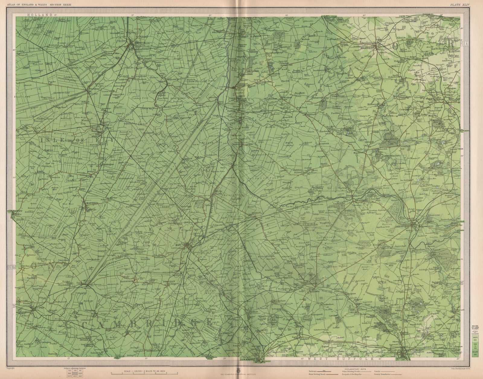 THE FENS. Cambridgeshire Isle of Ely Thetford Swaffham East Anglia 1903 map